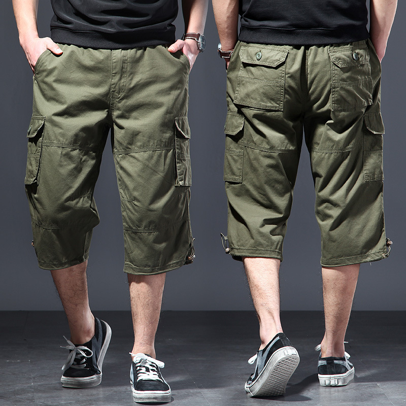 Street Fashion Plus Size - Herenshorts van katoen, 3/4 lengte, losse