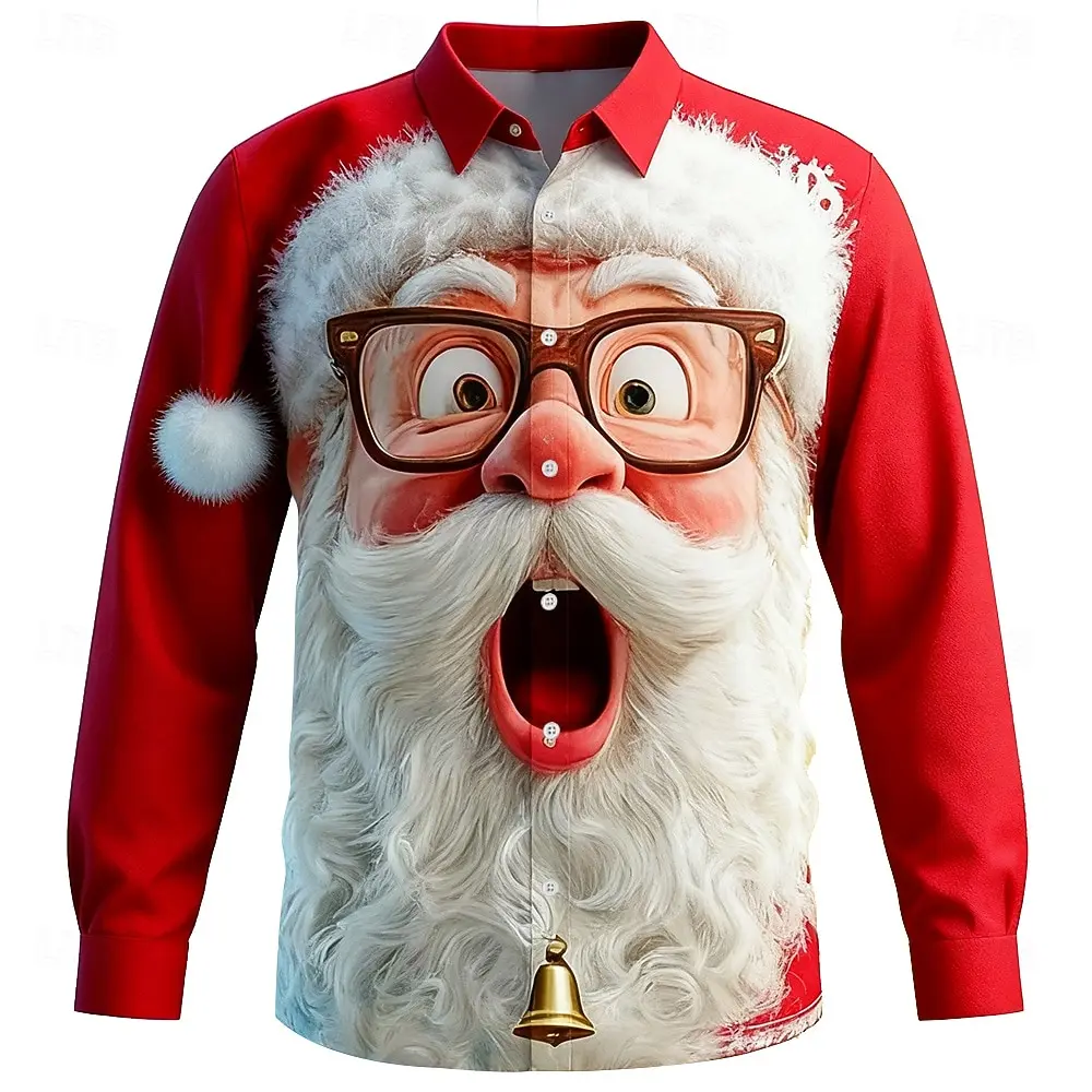 Street Fashion Fall 2025 - Kerst heren 3D grafische lange mouw,
