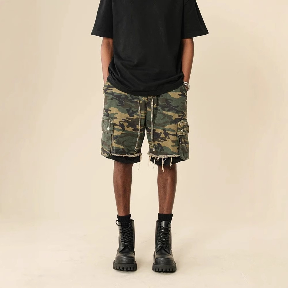 Street Fashion Jeans Men - Amerikaanse streetwear raw-edge gewassen vintage camouflage