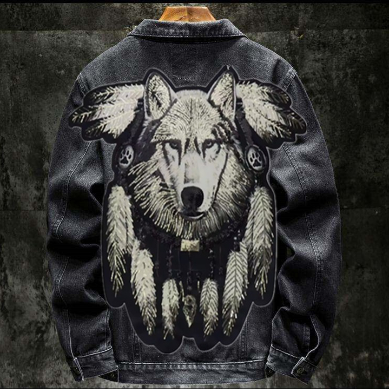 Street Fashion Jeans Men - Amerika Vintage Zware Wolf Geborduurde Patch
