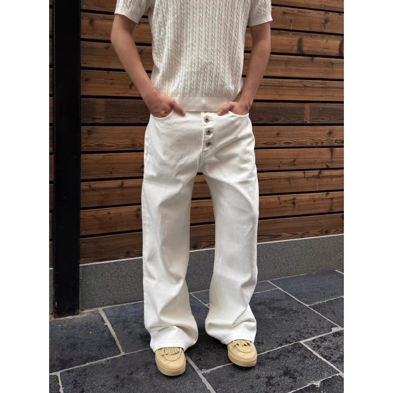 Street Fashion Jeans Men - Witte jeans met wijde pijpen voor