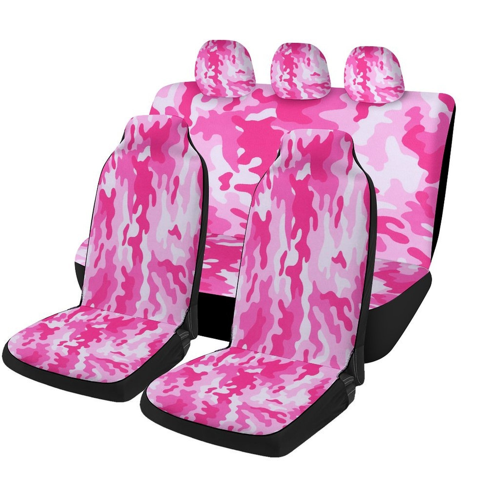 Camo Pattern Set - Roze autostoelhoezen met camouflagepatroon voor de