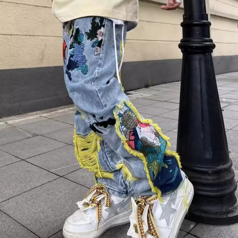 Amerikaanse vintage hiphop bor - Street Fashion Jeans Men recensie en prijs