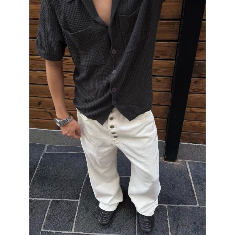 Witte jeans met wijde pijpen v - Street Fashion Jeans Men recensie en prijs