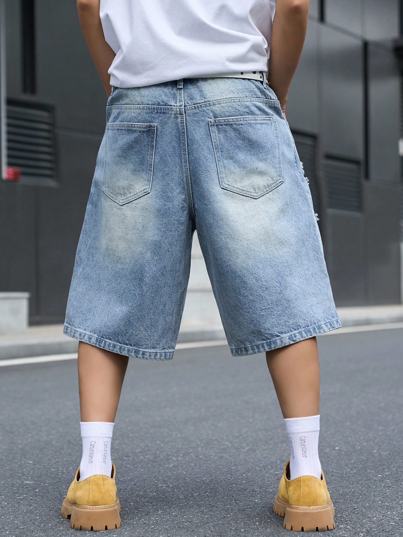 Loszittende denim bermudashort - Street Fashion Jeans Men recensie en prijs